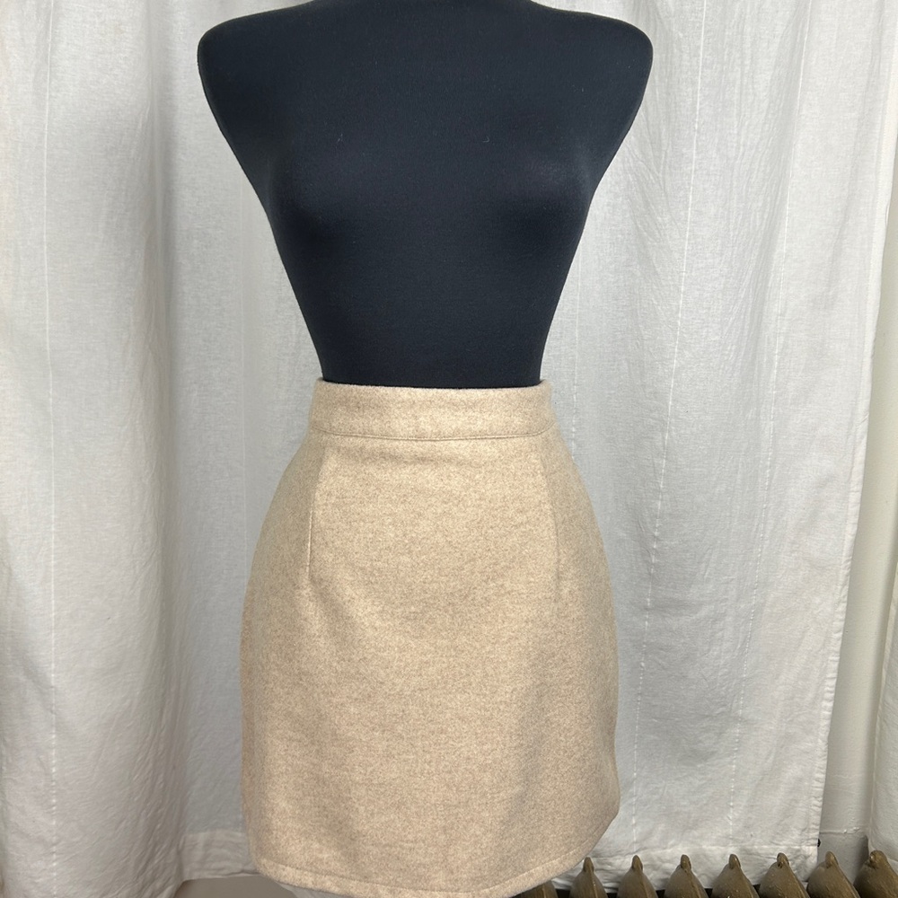 Tan “Wool” Mini Skirt